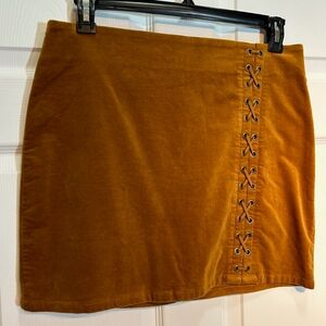 Forever 21 - Zippered Mini Skirt, with Faux Suede Leather and Lace-up, 0X